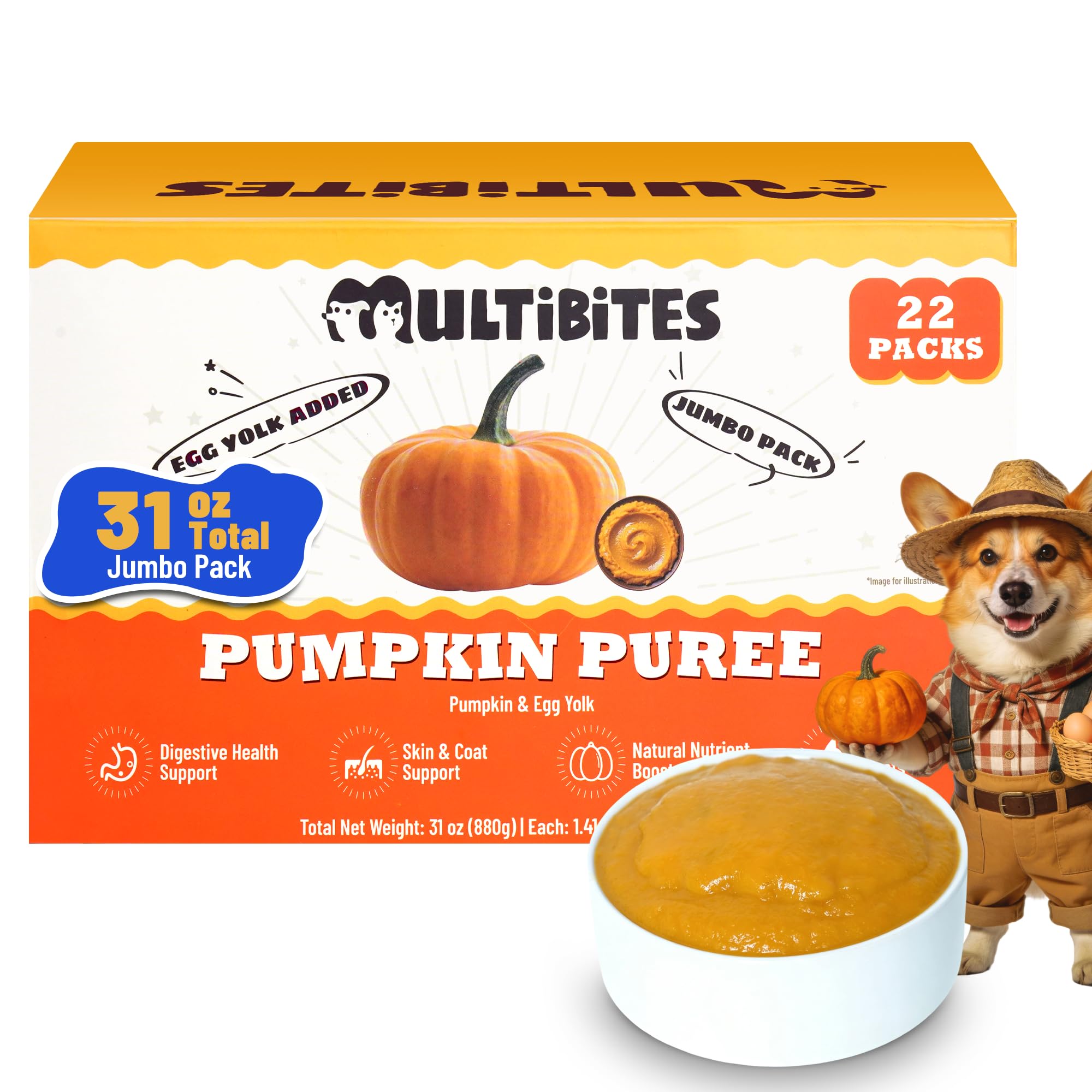 MULTIBITES Premium Pumpkin Puree for Dogs & Cats - Digestive Health - 880g