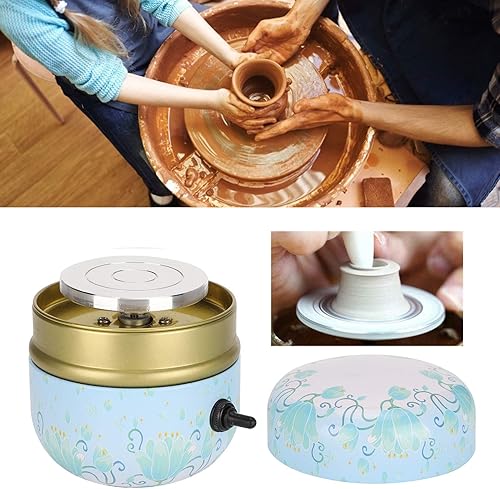 Miniatura 5 de Mini rueda de cerámica, mini kit de cerámica de bricolaje, rueda de cerámica pequeña eléctrica con bandeja, máquina de cerámica eléctrica para