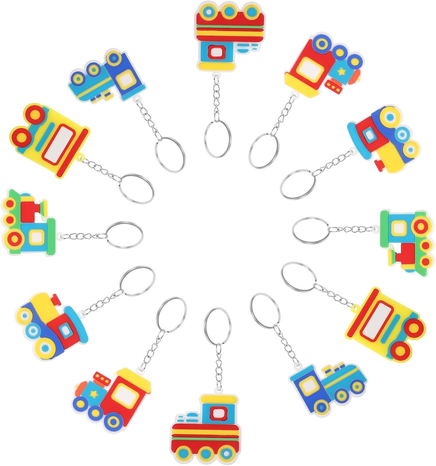 SHINEOFI Cute Cartoon Car Keychain PVC Key Ring Accessory 24pcs