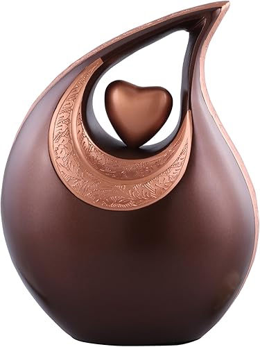 Miniatura 54 de Urna de corazón de lágrima dorada blanca para cenizas humanas Urnas de cremación para cenizas adultas Urna de ceniza funeraria para hombres