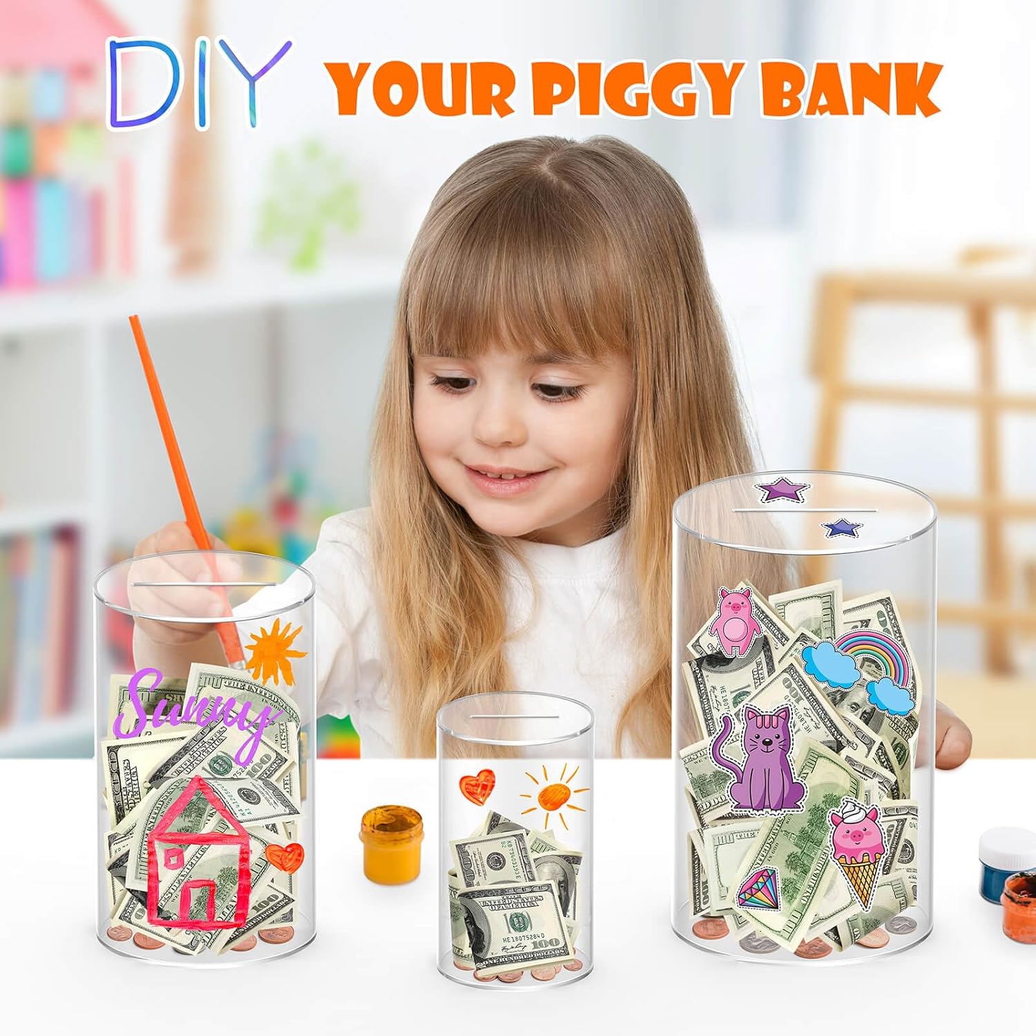 クリア貯金箱 大人用 子供用 アクリル貯金箱 開くには壊れなければなりません 現金コイン用の開けられないマネージャー サイズ 高さ8 atm  型貯金箱の通販 | インテリア・家具の価格比較ならビカム