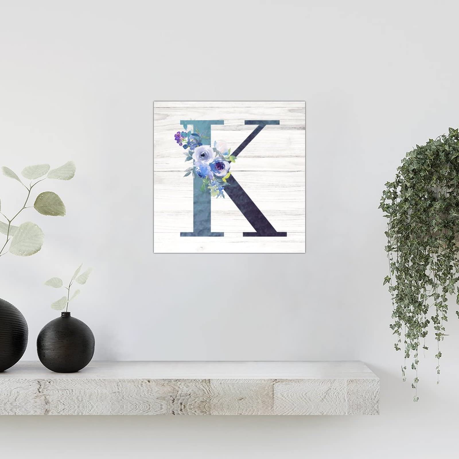 Amazon.com: Monogram Letter K Wood Sign Rustic Dark Blue