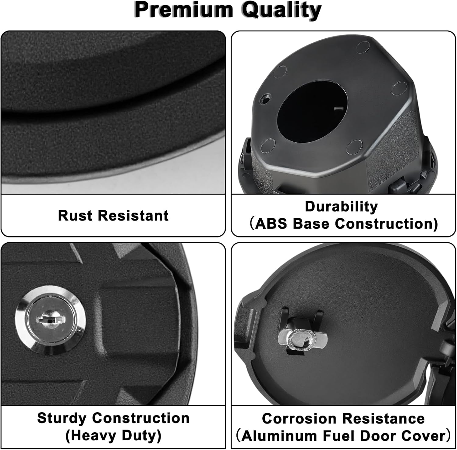 MuHize Fuel Filler Door Cover, Locking Gas Tank Cap Cover Compatible with Jeep Wrangler Accessories 2007-2018 JK Unlimited Rubicon Sahara, Aluminum, with Lock