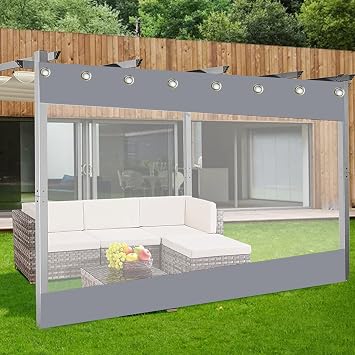 Clear Tarp Curtains,PVC Heavy Duty Waterproof Tarpaulin with Grommets,Transparent Tarp Side Panels for Pergola Porch Patio Gazebo,Weatherproof/Tear Resistant Side Curtains,WH-1.62m5.2 * 6.6ft