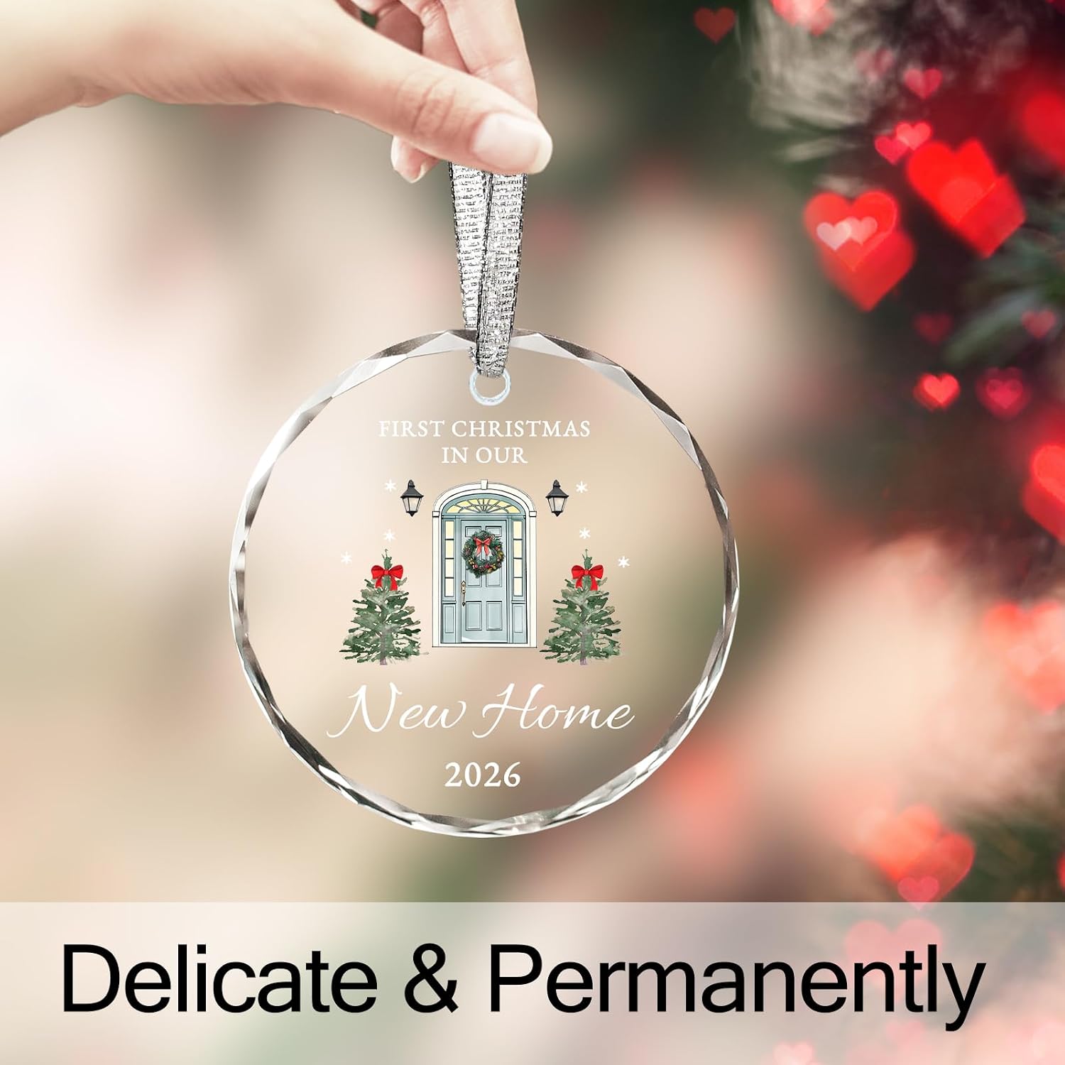 New Home Ornament 2026, Our First Home Ornament 2026, Housewarming Gifts New Home Gifts, House Warming Ideas for Couple, Women, 3" Glass New House Christmas Ornaments