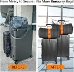 BILIONE Updated Add a Sacs à bagages 2 Pack, Large ceinture élastique réglable Bungee pour connecter deux valises, en toute sécurité & Essentiels de voyage (Noir)