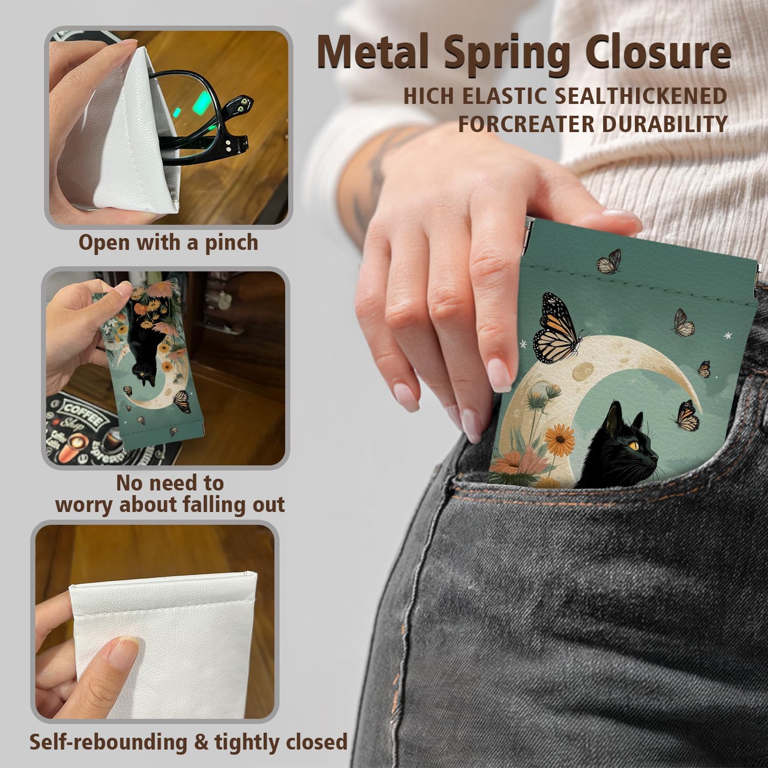 Eyeglasses Sunglasses Case PU Soft Squeeze Top Glasses Pouch for Women Men,Animal Pattern Portable Anti Scratch - Image 3