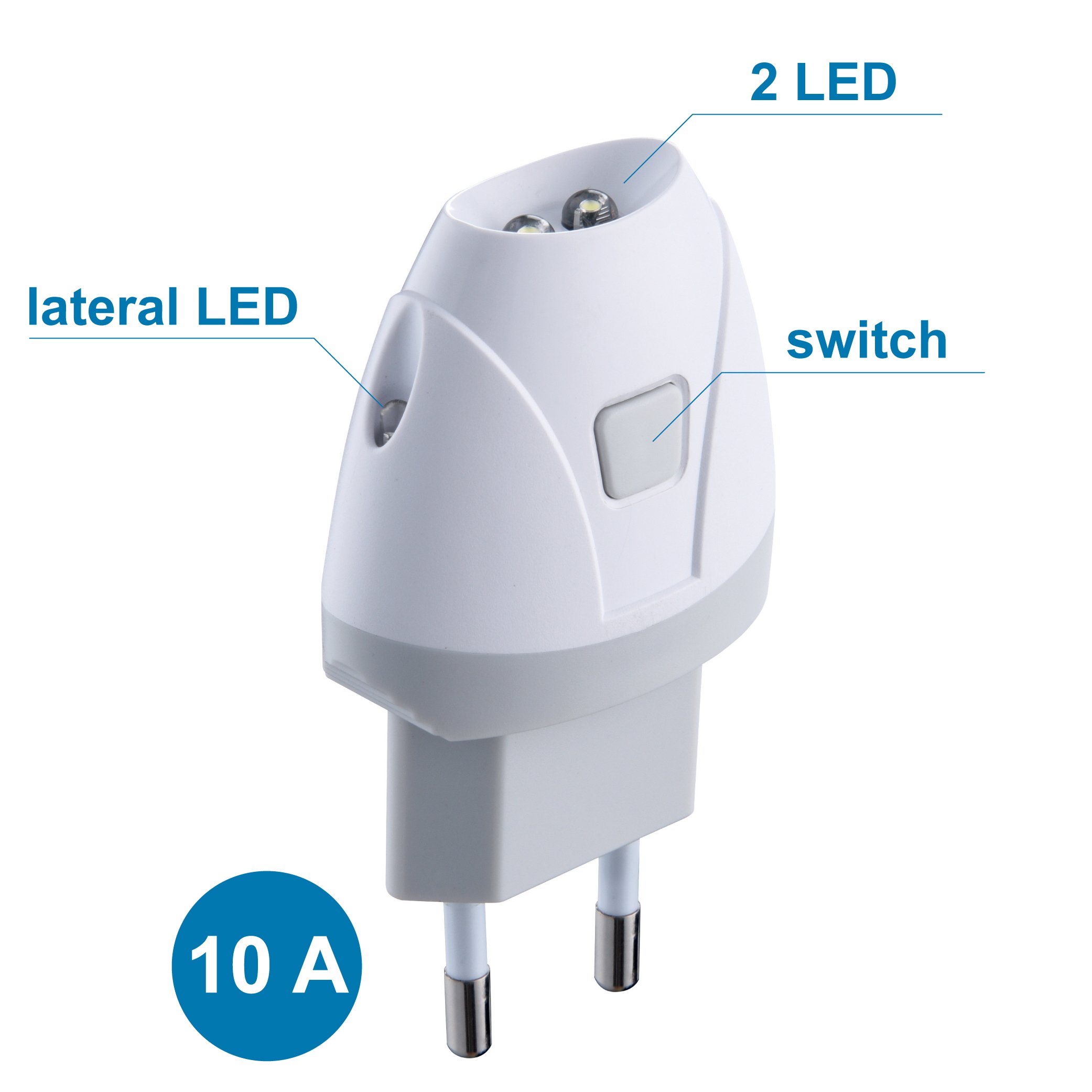 Electraline 58303 Torcia d'Emergenza Automatica con Funzione Luce di Cortesia, LED, Bianco