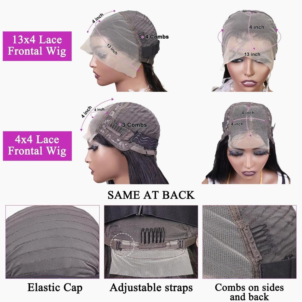 Haarpflege Kurze Gerade Bob-Perücke Mit Spitzenfront Vorgezupftes Echthaar Für Frauen(13x4,150%_10INCHES)