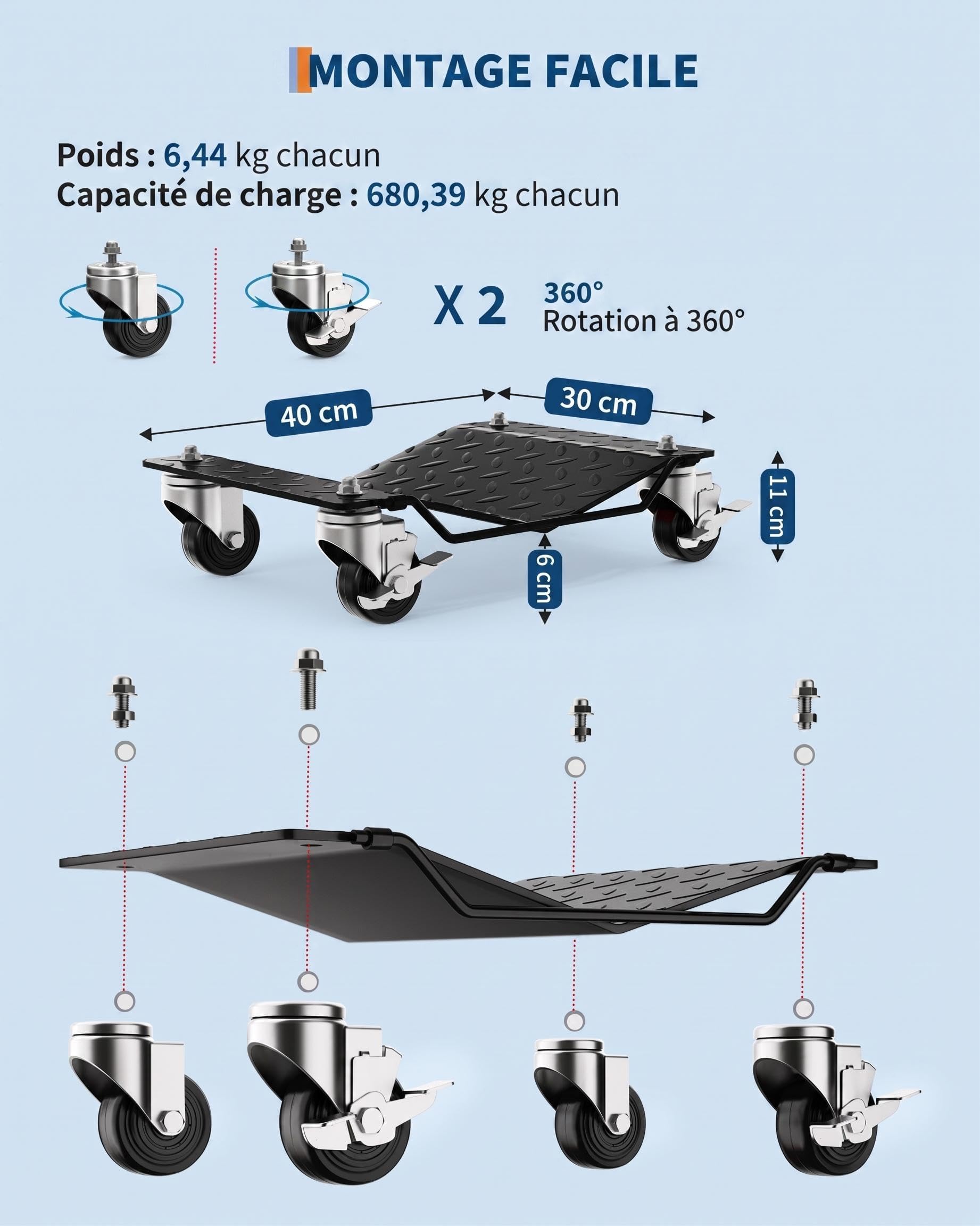 Auto Rangierhilfen 4er Set, 2720 kg, Schwarz, Werkstatt