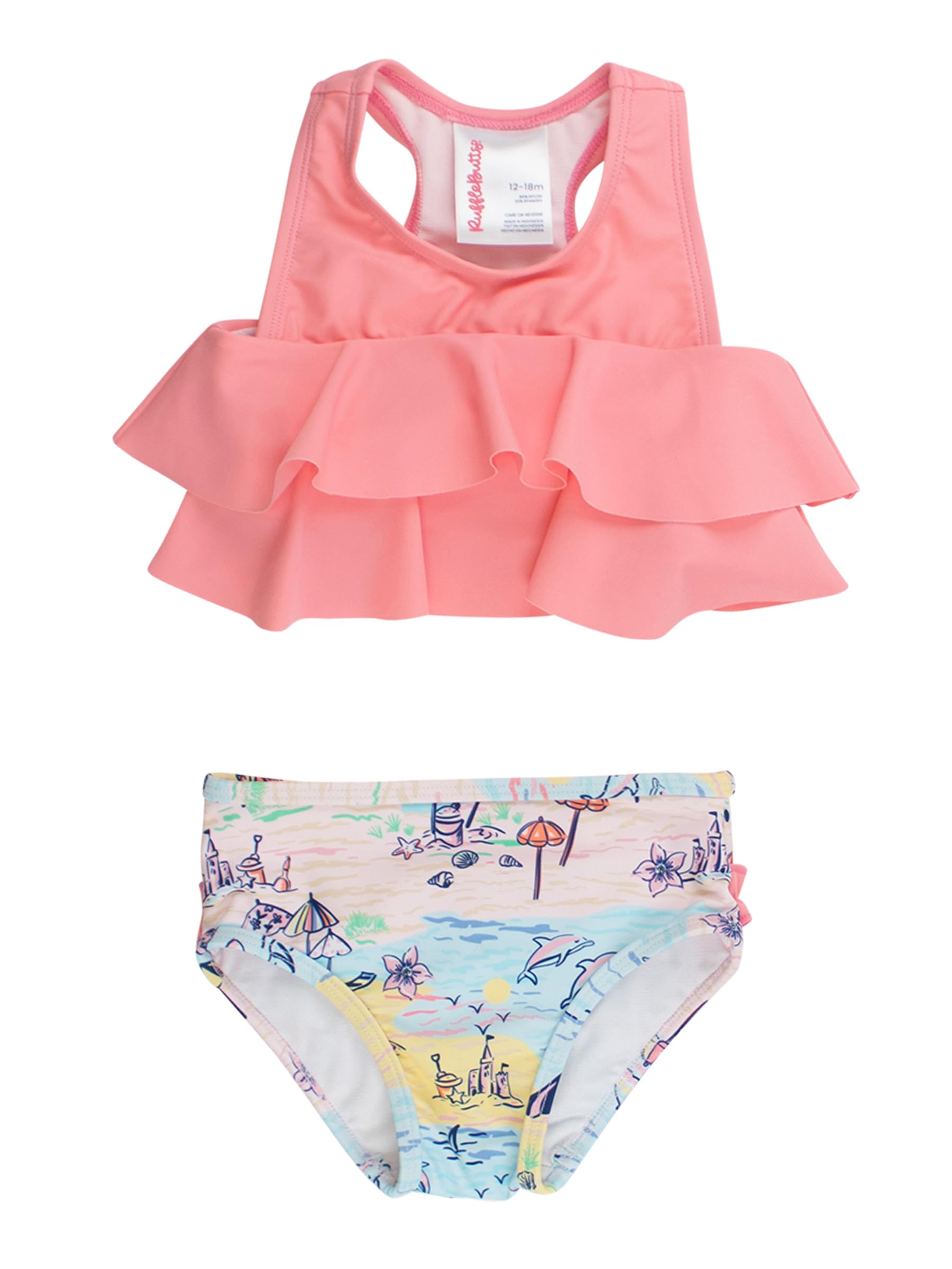 Acka 水着 ruffle volume swimwear RuffleButts Girls UPF50+ Sun Protection Flounce Bikini Two Piece
