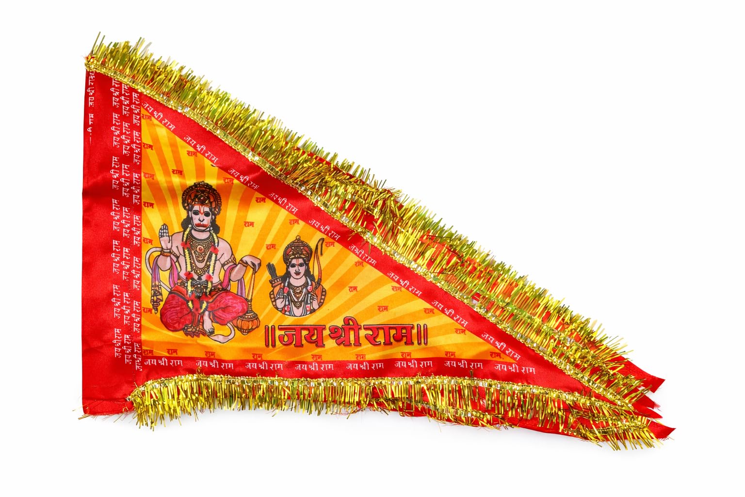Jai Shree Ram Jhanda Flag | Bhagwa Ram Dhwaj for Home Temple Car Bike | Religious Saffron Flag for Mandir Decoration | Hindu Festival Banner Ram Navami Ayodhya Theme | Medium Size 18 * 24 inch-image-2
