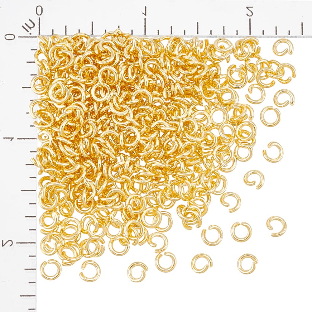 Anneaux ouverts acier inoxydable 5mm or 24k pour apprêts bijoux porte-clés et pendentifs DIY