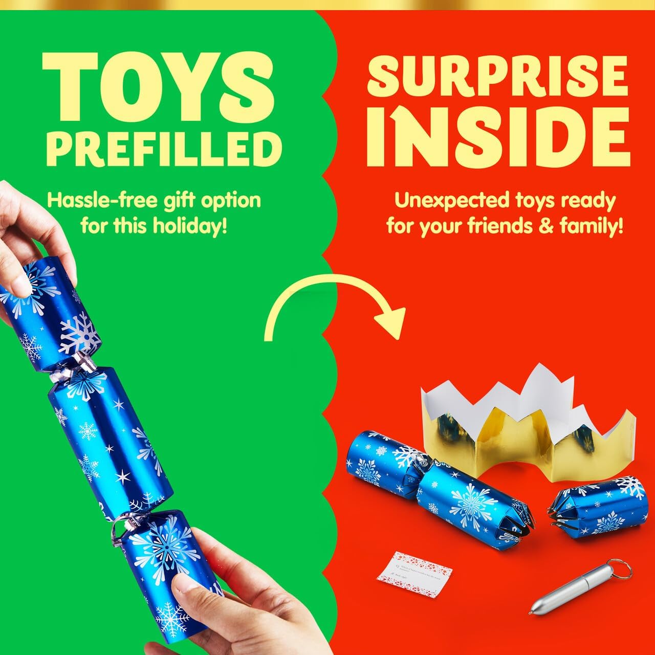 JOYIN 8 Pack Christmas Party Favor Non-Snap Blue & White Snowflake Design Party Table Favors with Holiday Party Favor Supplies for Kids and Adults, Christmas Parties, Dinners and Holidays