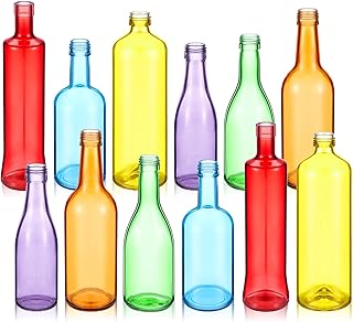 Zhehao 12 Pcs Colored Glass Bottles Colorful Empty Wine Bottles Decorati...