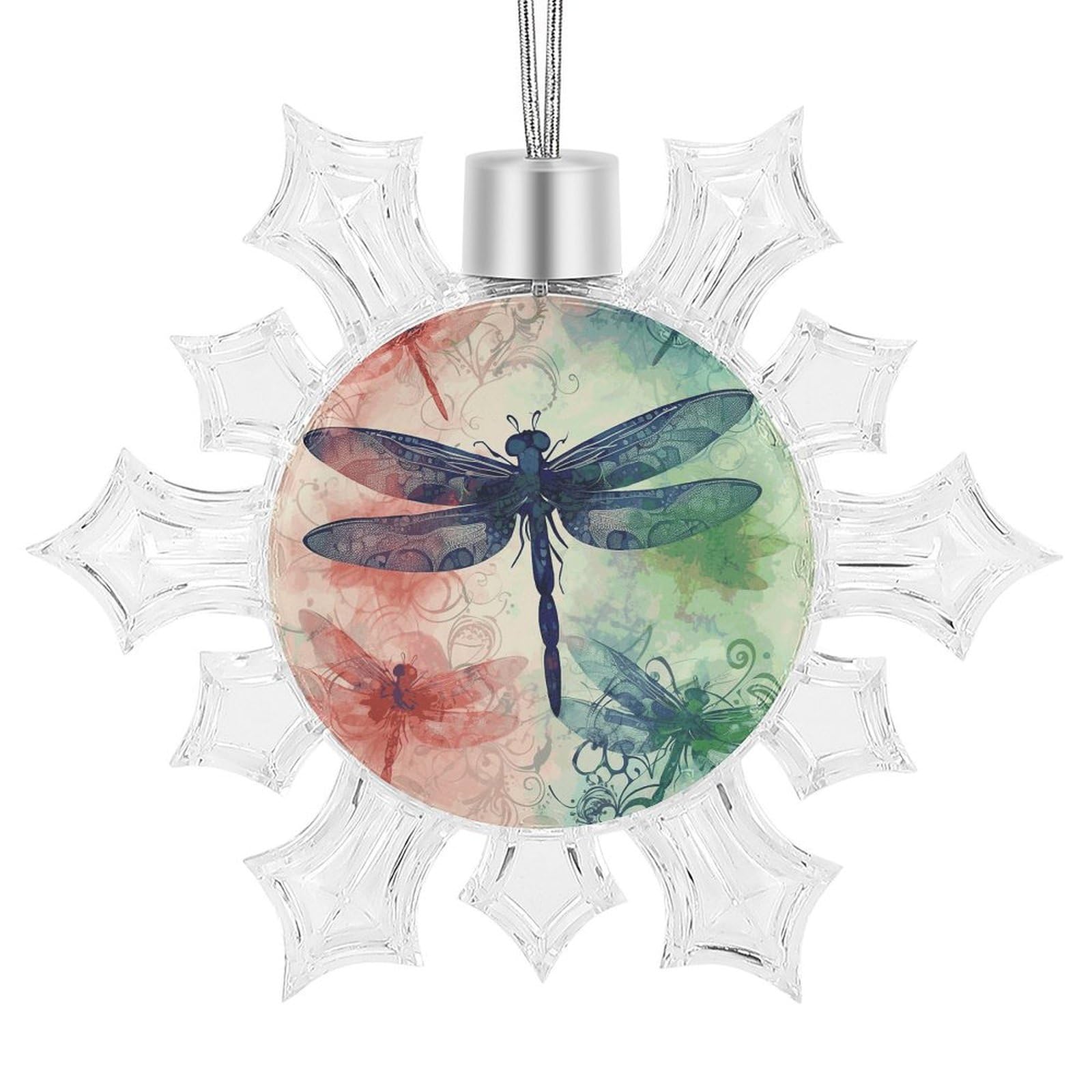Modern Dragonfly Snowflake Decorations,Christmas Decorations，Christmas Indoor Winter Wonderland Decor，Hanging Ornaments for Xmas Tree Winter New Year Party Supplies