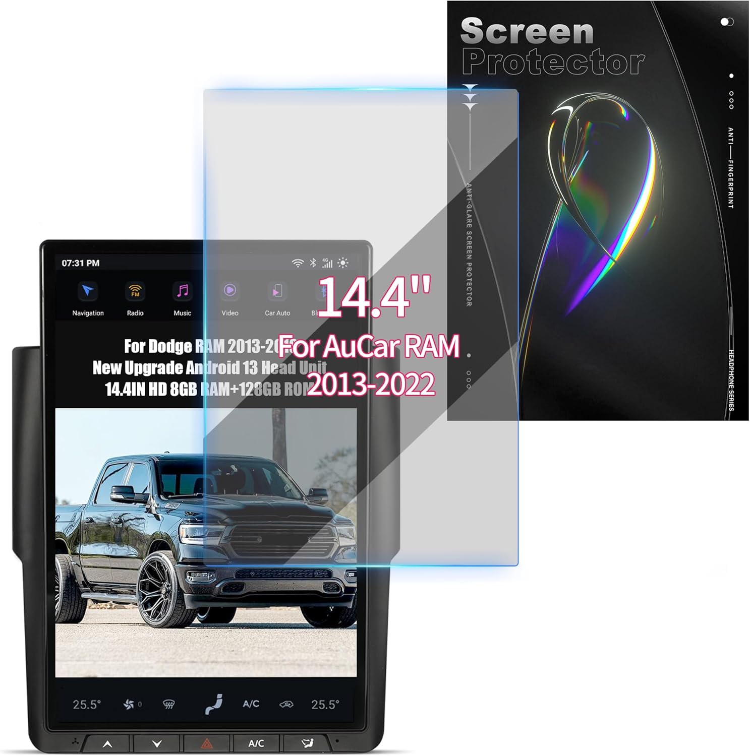Anti-Scratch Screen Protector Designed for AuCar 14.4" Car Radio Touchscreen, Matte [No Glare & Fingerprint] Protector Film Compatible with Dodge RAM 1500/2500 (2013-2022) Car Accessories