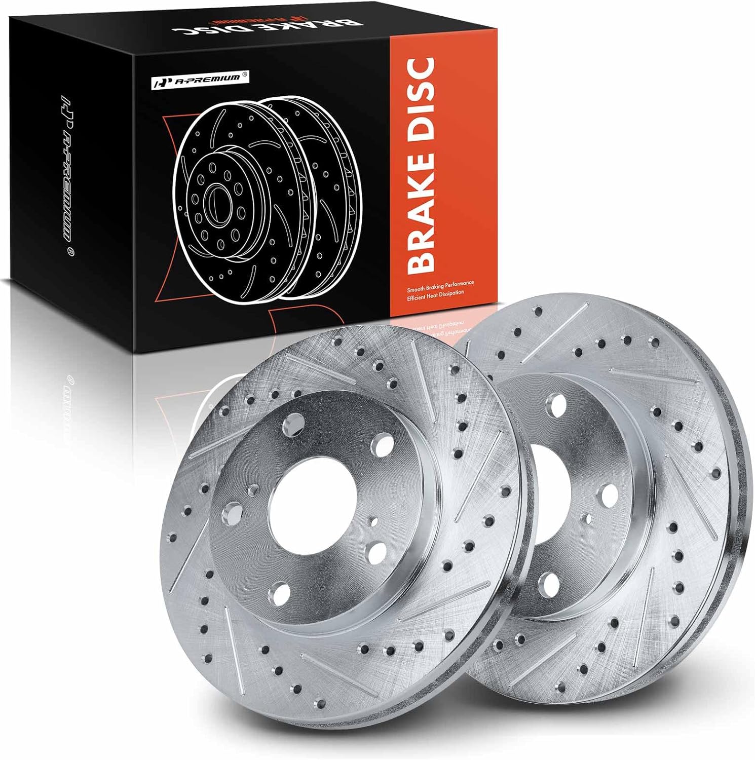 A-Premium 10.03 inch (254.8mm) Front Drilled and Slotted Disc Brake Rotors Compatible with Select Toyota Models - Camry 1992-2001, 2.2L, 2-PC Set