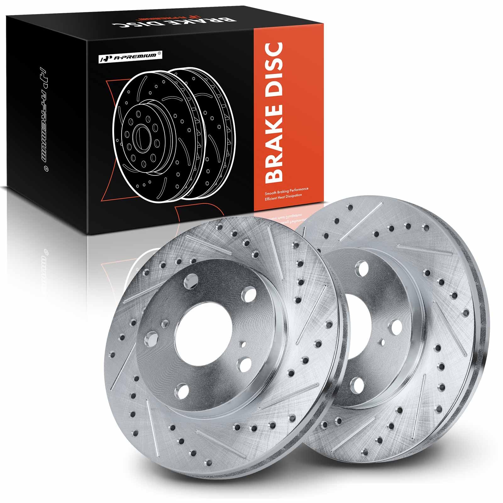 Photo 1 of A-Premium 10.03 inch (254.8mm) Front Drilled and Slotted Disc Brake Rotors Compatible with Select Toyota Models - Camry 1992-2001, 2.2L, 2-PC Set