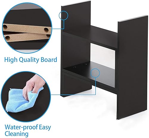 Miniatura 9 de Aleiodvn Estantería de escritorio de madera expandible, organizador de escritorio, estante de almacenamiento de oficina, estante de exhibición de