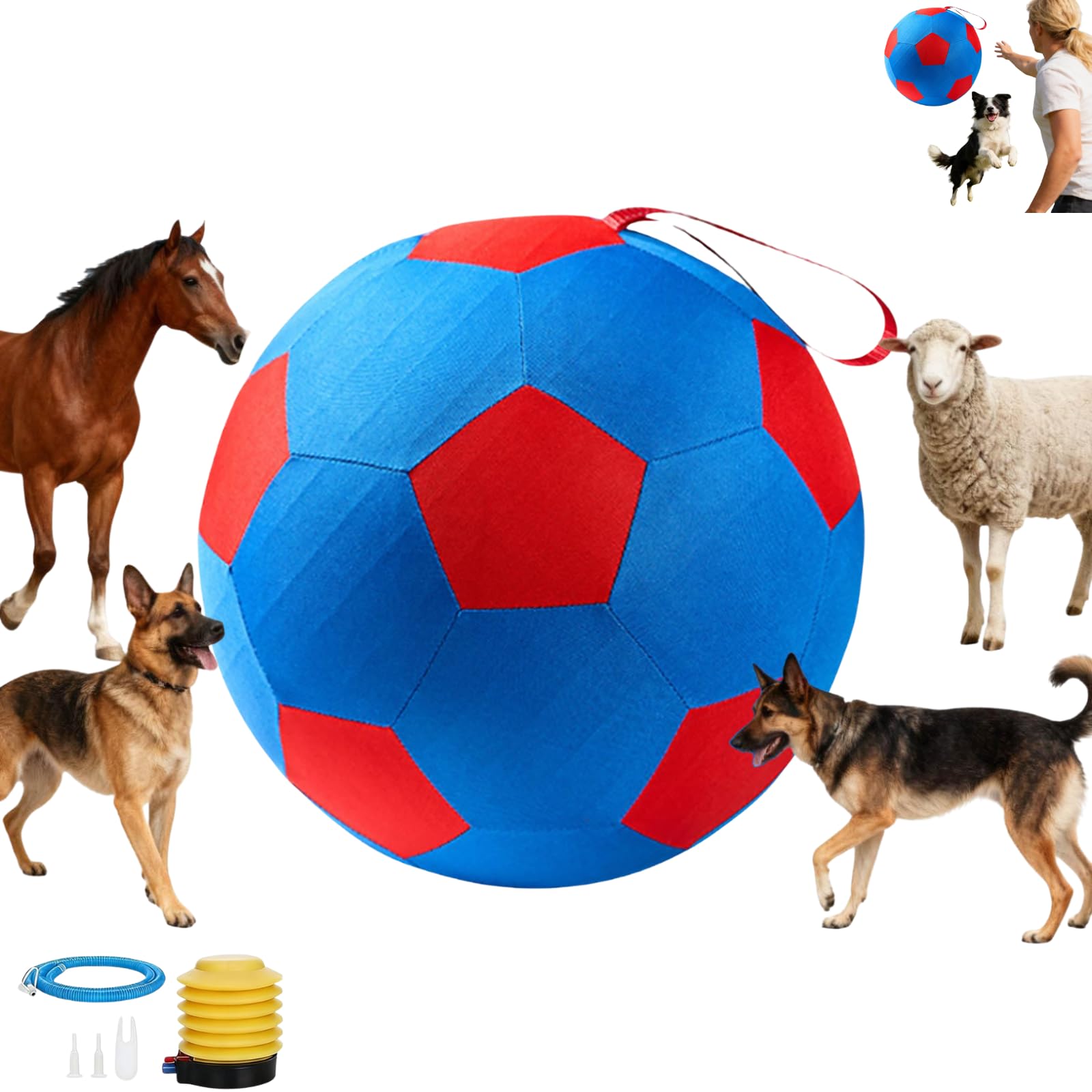 Giant Dog Ball, Herding Ball for Dogs, Durable Inflatable Ball for Dogs, Mental Stimulation & Push-and-Chase Play for Outdoor Exercise (Red_55cm)