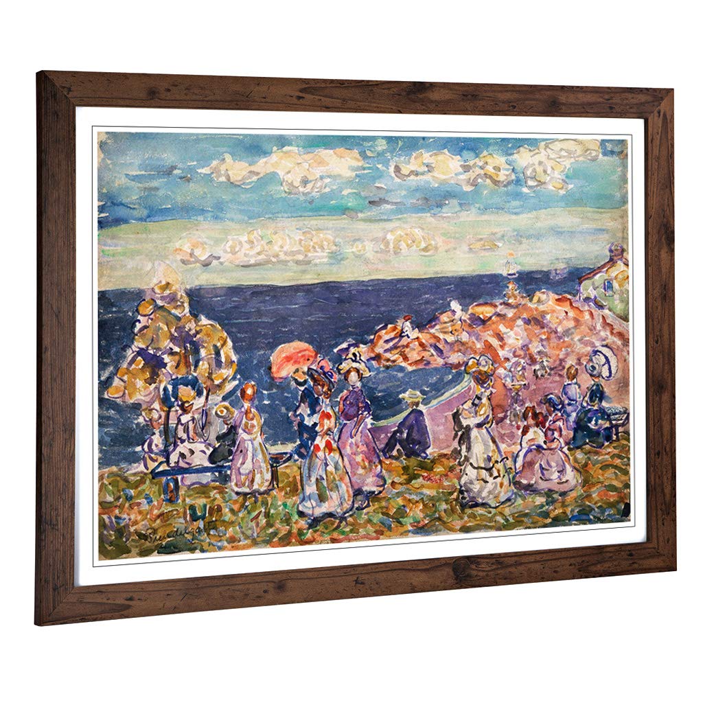 Big Box Art Framed Print of Maurice Pendergrast On The Beach Design | Wall Art Picture | Home Decor for Kitchen, Living Room, Bedroom, Hallway, Walnut, A2 / 24.5x18 Inch / 62x45cm