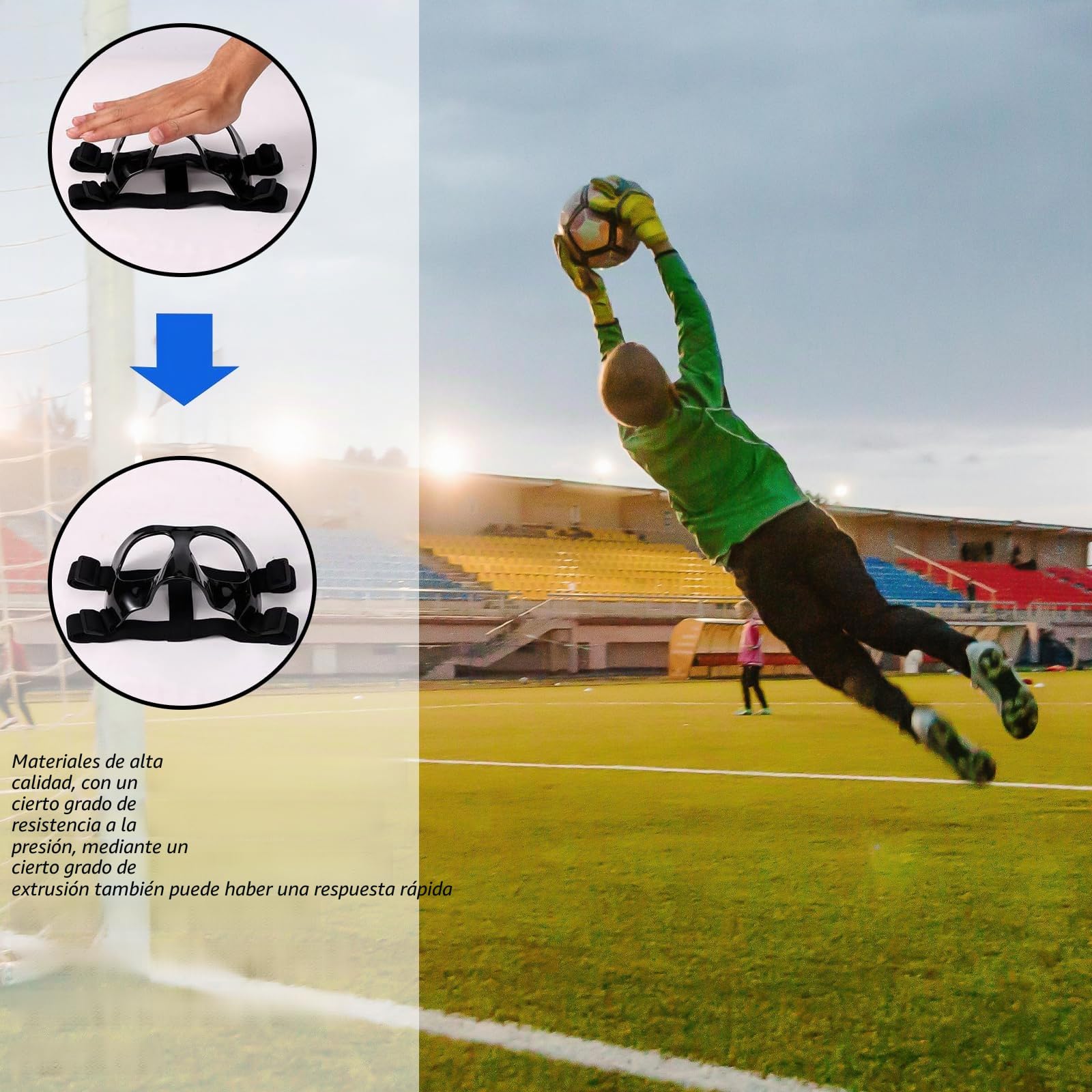 Máscara nasal de fútbol, máscara deportiva, máscara de fractura de hueso nasal, tamaño pequeño con acolchado para niños y jóvenes, banda elástica ajustable