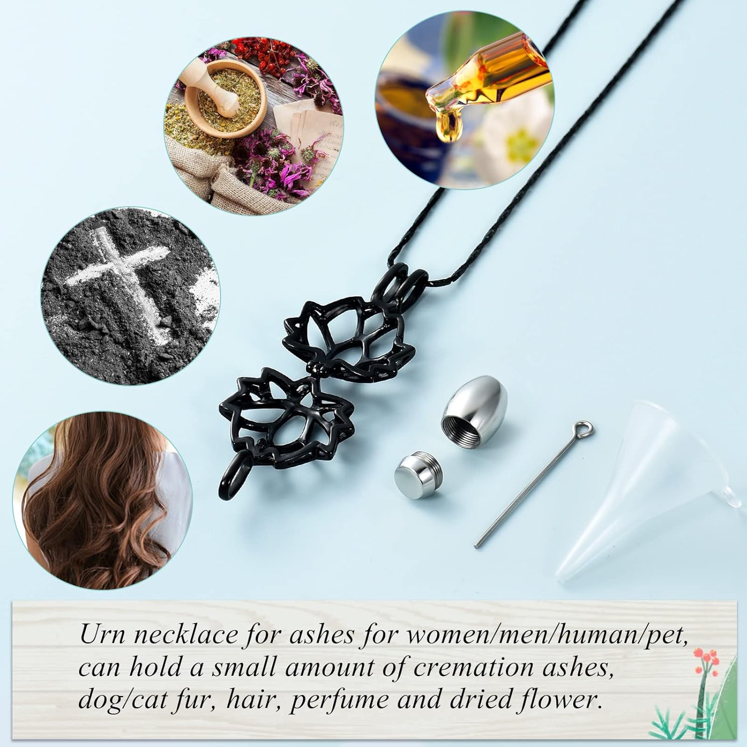 Imrsanl Cremation Jewelry for Ashes - Lotus Flower Ashes Pendant Necklace with Mini Keepsake Urn Memorial Ash Jewelry - Image 3