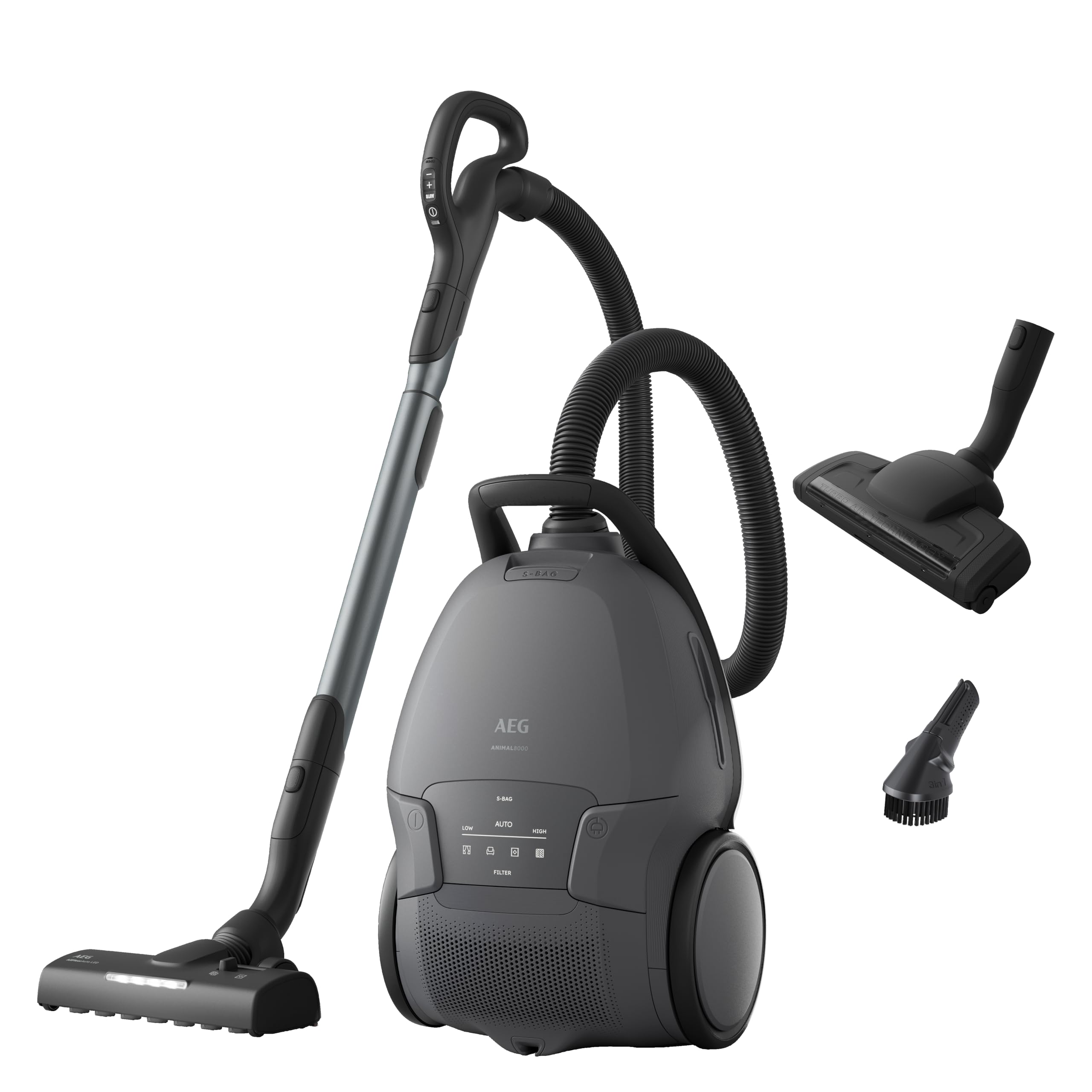 AEG Animal 8000 Staubsauger mit Beutel, Testsieger der Stiftung Warentest, hohe Saugleistung, Auto-Modus, 48% Recyclingkunststoff, Tierhaardüse, HEPA-Filtration, 12m, LED-Licht, AB81A2DG