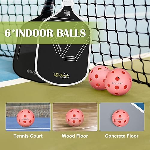 Miniatura 4 de Bolas de pickleball para interiores, paquete de 6 bolas de pickleball de 26 agujeros, juego de bolas de pickleball para interiores, bolas de