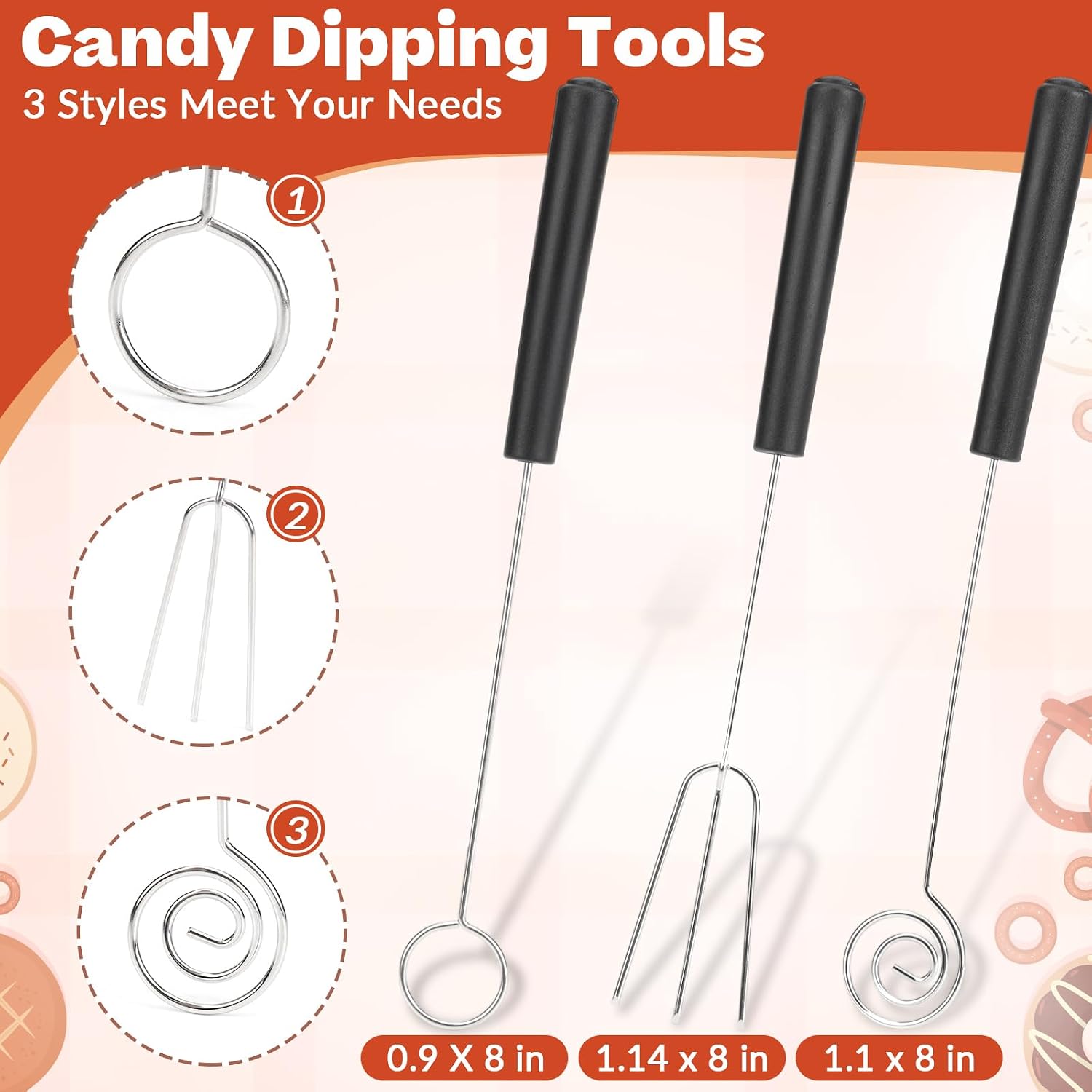 Candy Dipping Tools Set, 3 Pcs Stainless Steel Chocolate Dipping Forks, 2 Pcs Spiral Candy Making Spoons, Chocolate Making Kit for Baking Decor DIY Chocolate