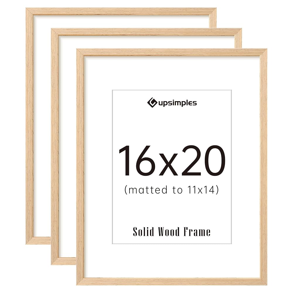 upsimples 16x20 Picture Frame Solid Wooden, Nursery Wall Frames Set of 3