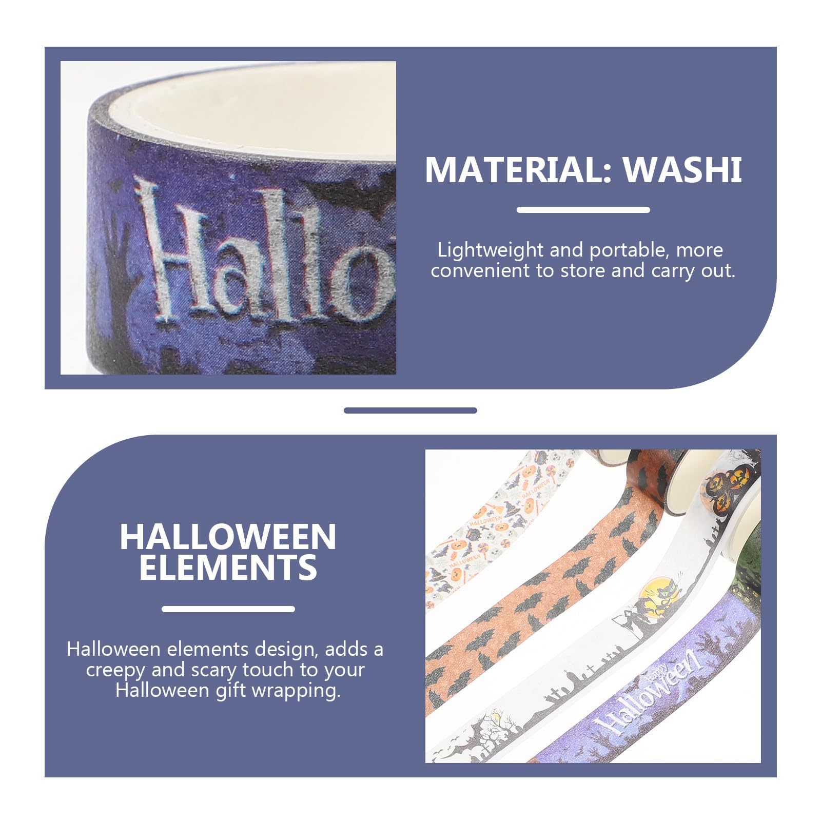 120 Rollos Cintas Washi de Halloween para Cuadernos y Bricolaje