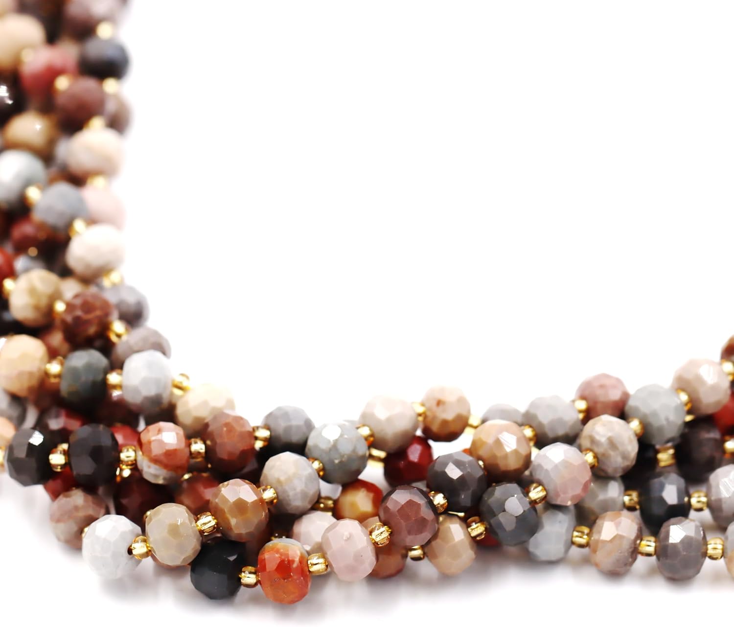 Malahill Wholesale Natural Stone Beads for Bracelets Necklaces Making Sold per Bag 5 Strands and one roll Cord Inside Faceted rondelle Ocean Jasper 8mm