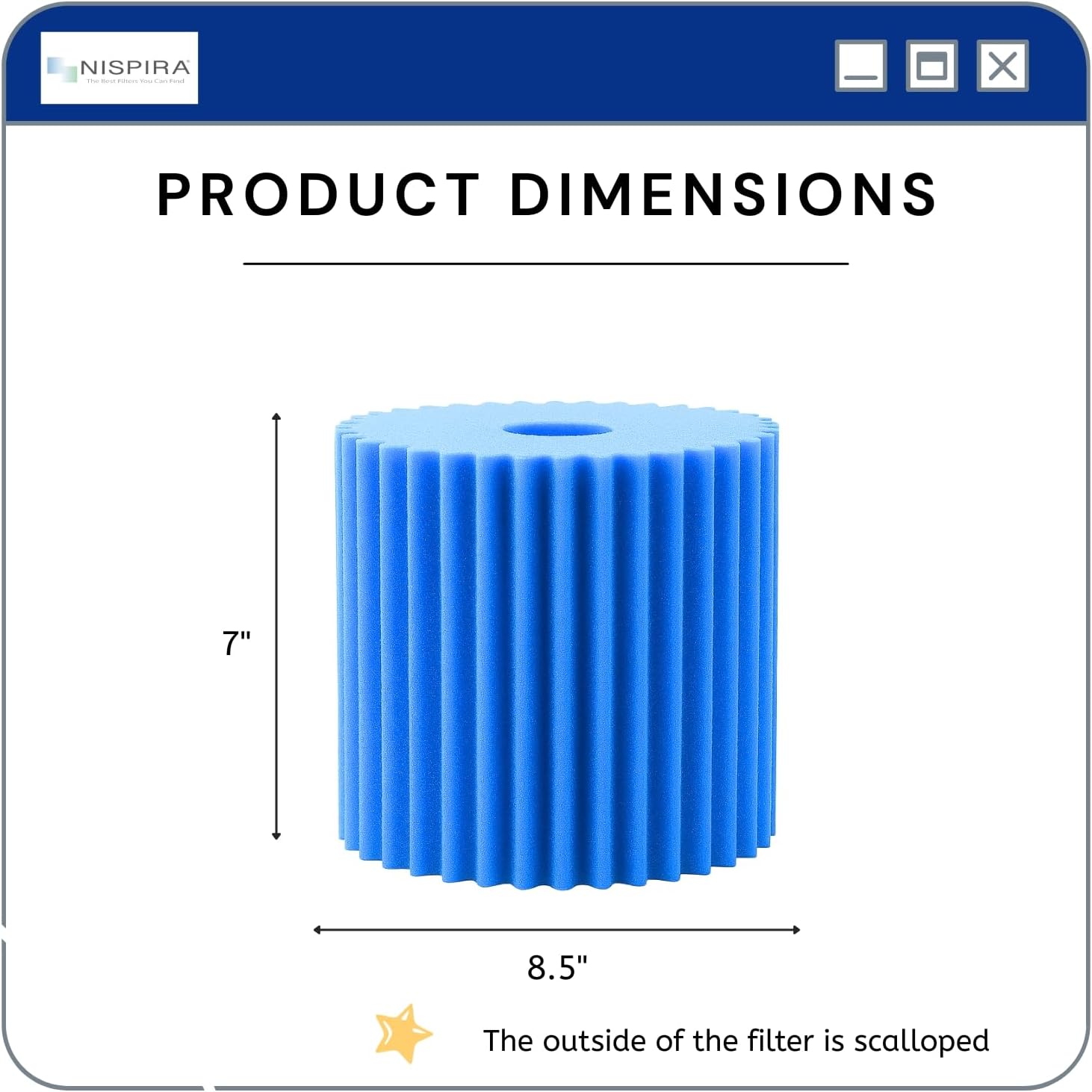 Nispira 506B Foam Dust Filter Replacement for Electrolux Centralux Aerus Central Vacuum 1561,1569,1580,1584,1590,1590A E130 Series, E177A Blue Scalloped, 2 Packs