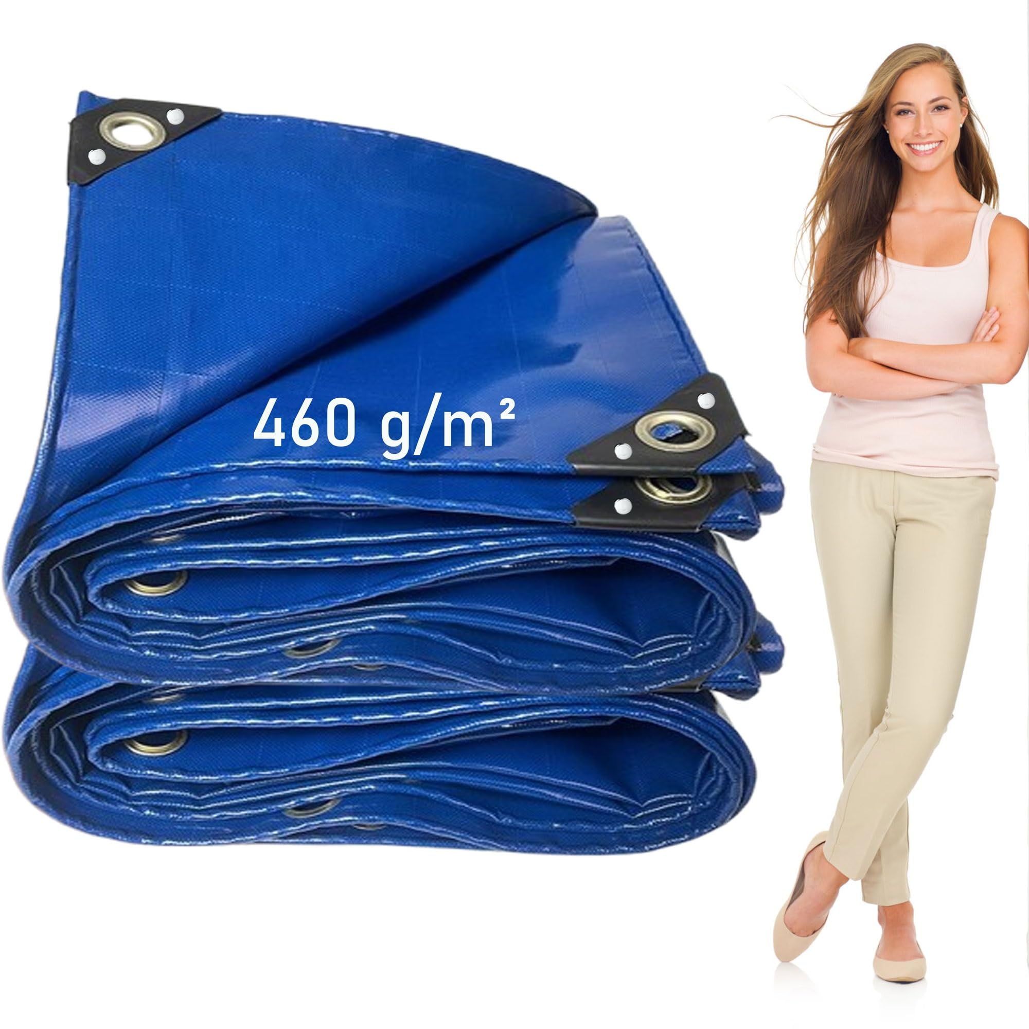 Bâche de Jardin,2.5x29m 460g/m² PVC bâche de Protection avec œillets,indéchirable,étanche pour Tente Camping, Sol pour Sac à Dos,randonnée,Camping,Pique-Nique Bleu