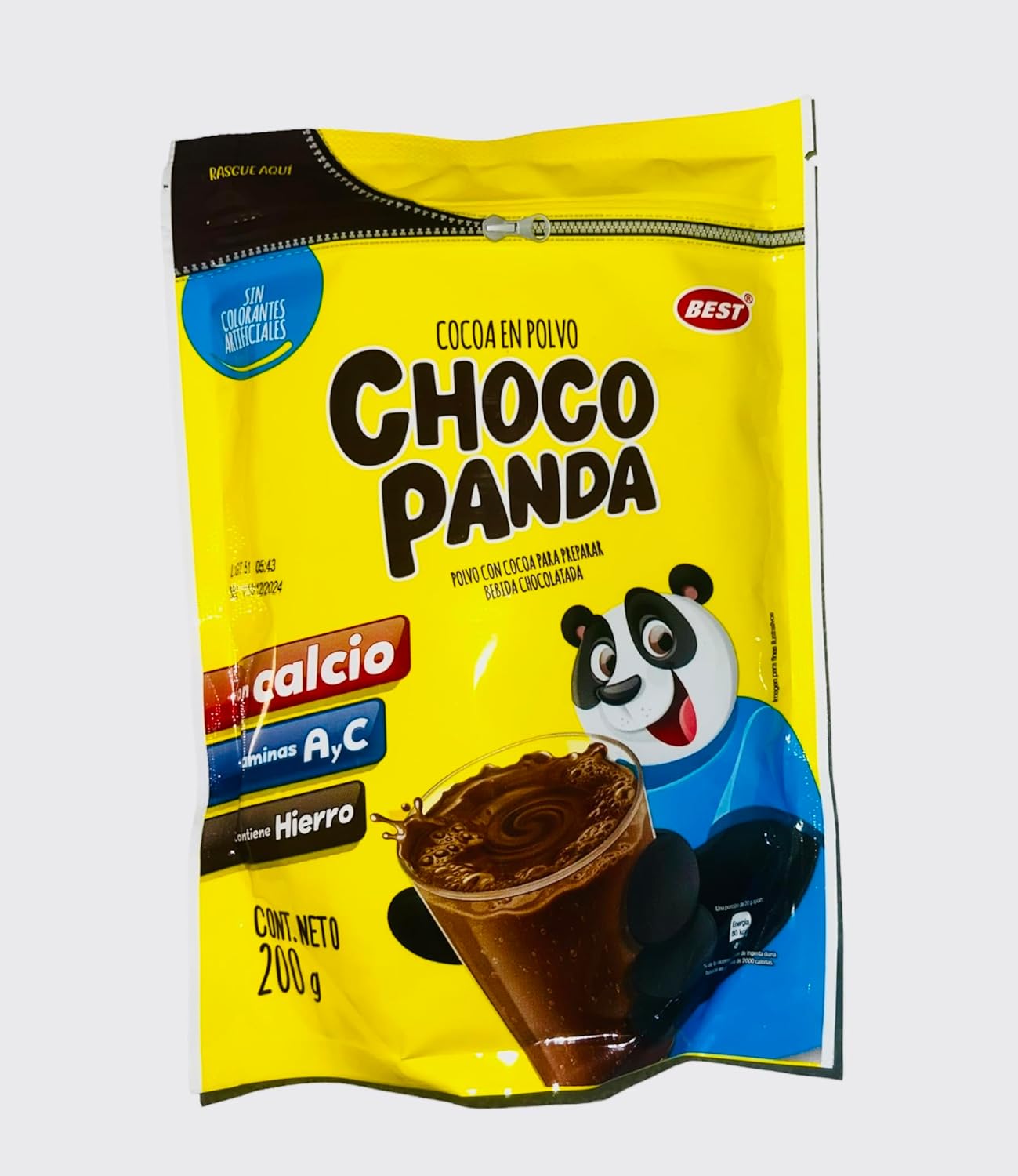 Generic CHOCO PANDA COCOA EN POLVO PARA PREPARAR BEBIDAS CHOCOLATADAS INTENSO SABOR A CHOCLATE 200g PACK 2