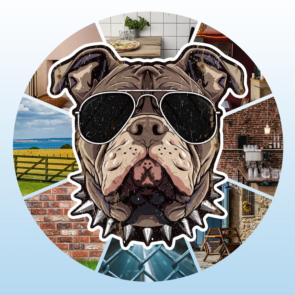 GLOBLELAND Sunglasses Dog Metal Tin Sign French Bulldog Vintage Tin Sign Retro Dog Plaque Poster Metal Wall Decor for Bar Living Room Cafeteria Bathroom Dining Hall Kitchen Restaurant - Image 4