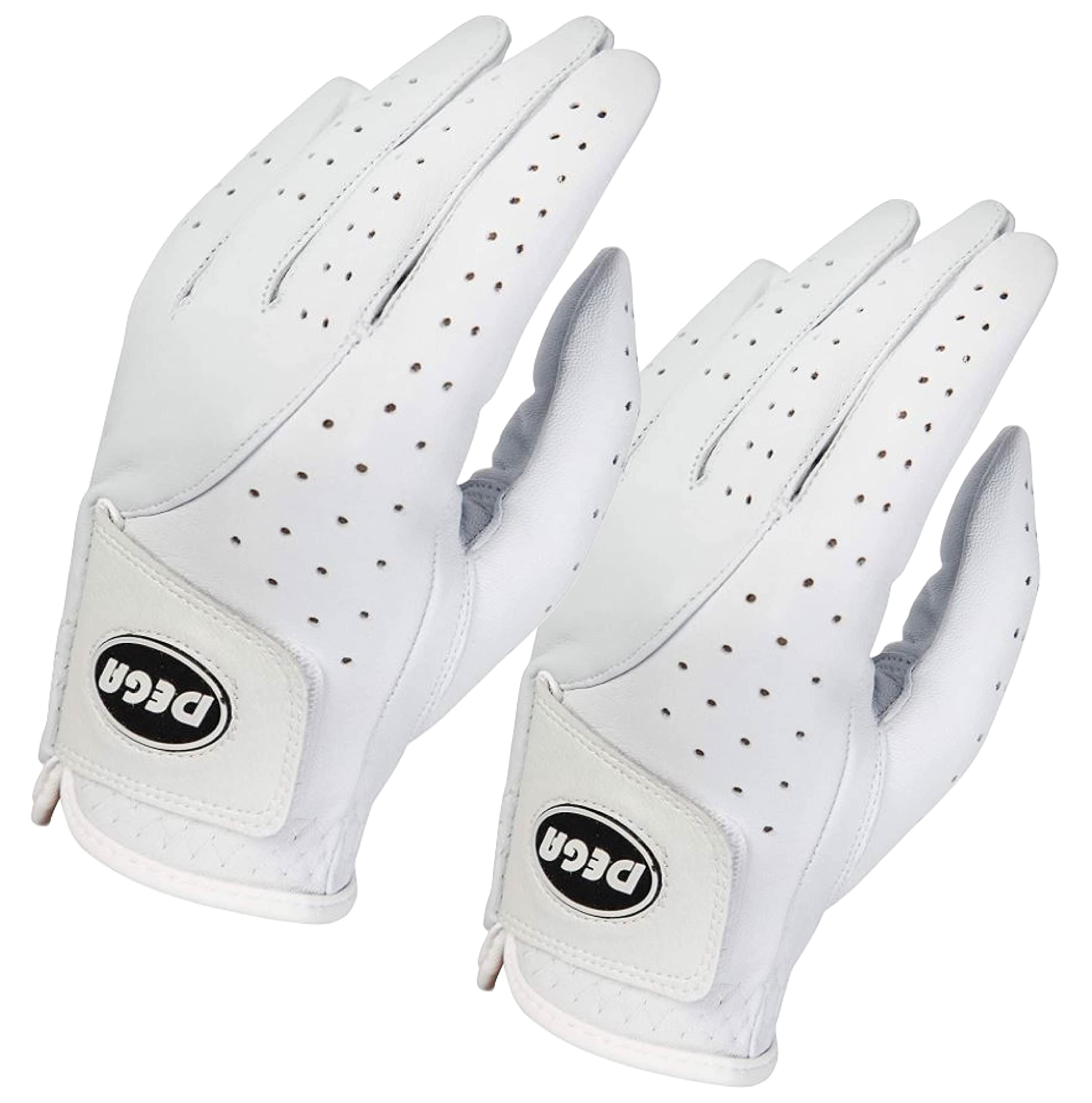 DEGA Ladies Golf Gloves 2 Pack Golf Glove 100% Cabretta Leather Golf Gloves Women Left Hand (2 Pack) Soft Feel Grip (PURE WHITE, M/L) โ image 1