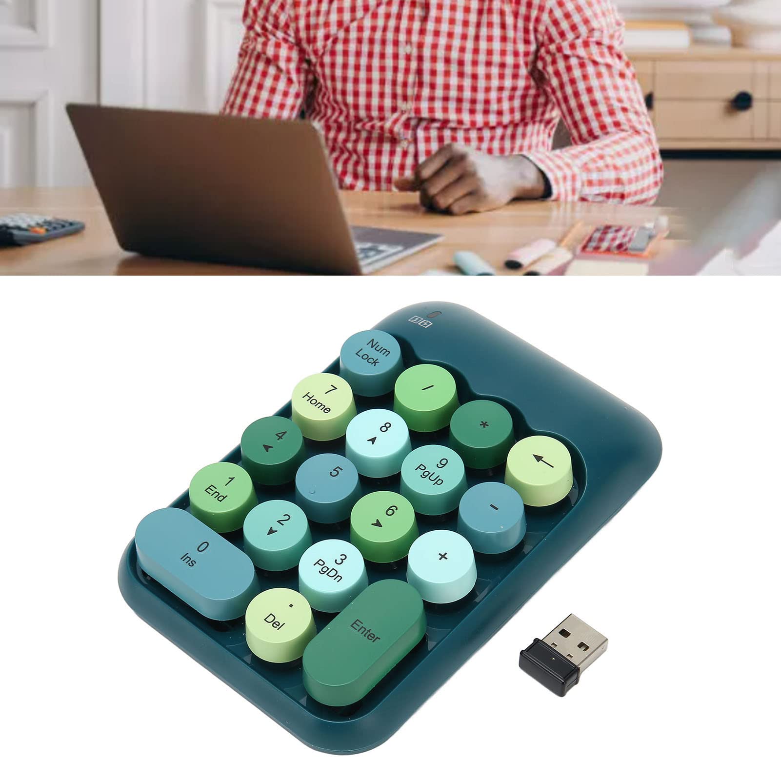 Tastierino Numerico USB, Tastierino Numerico Meccanico per Laptop, Tastierino Numerico per Macchina da Scrivere a Colori retrò a 18 Tasti per XP, per (Colore verde scuro)