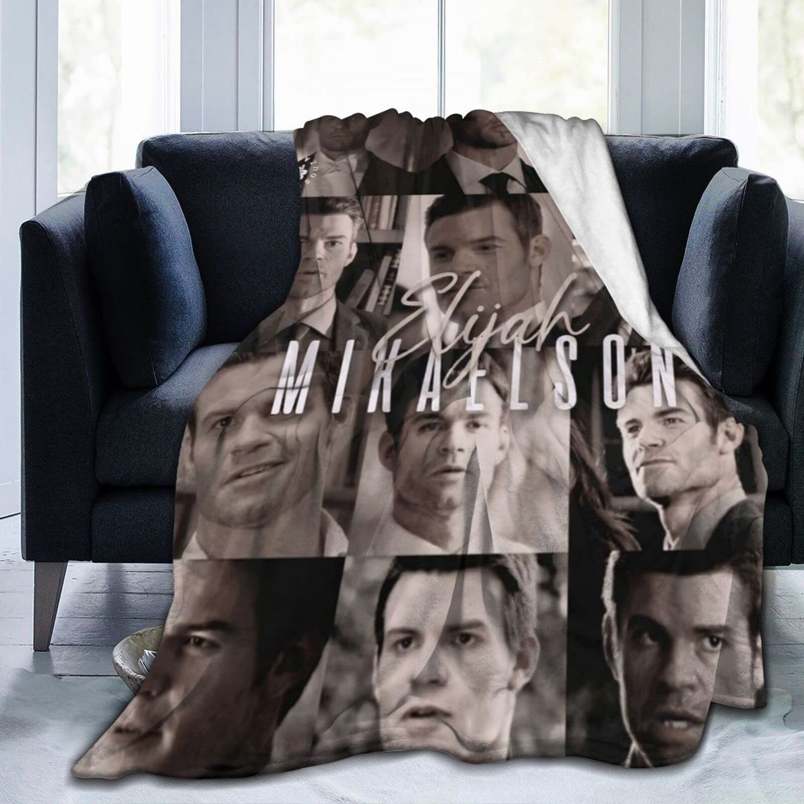 Djngn Women's Black Cozy Plush Elijah Thow Blanket Mikaelson Flannel Blanket,Bedding Warm Fleece Soft Blanket For Sofa Couch Living Room Office Car Camp Beach Blankets 50"X40"