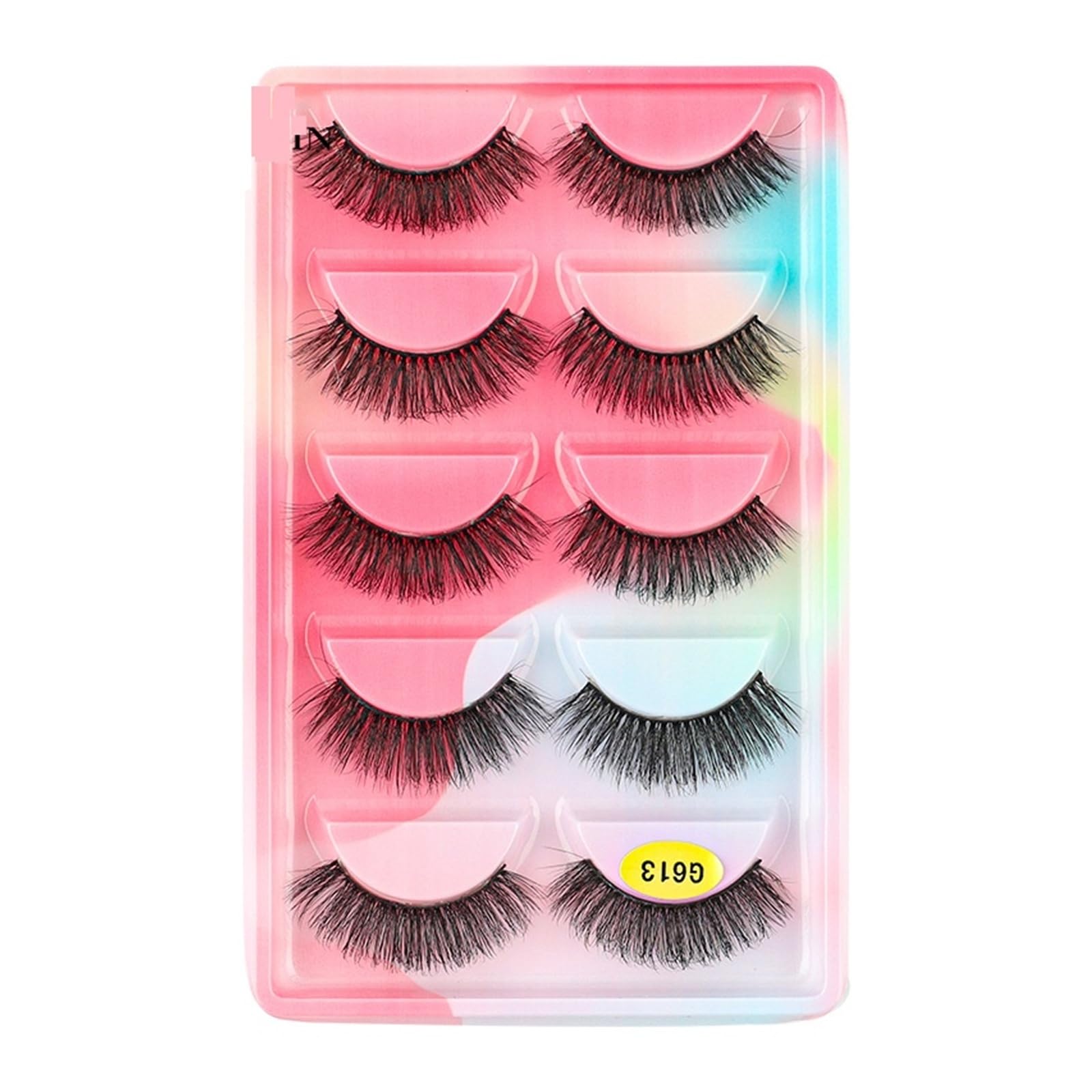 UAMOU Rzęsy z norek luzem 5 par naturalne długie sztuczne Cils Cilios Mink 3D sztuczne rzęsy makijaż puszyste rzęsy maquillaje Cheerfully (Color : G613CS, Size : 10 BOXES (50 pairs))
