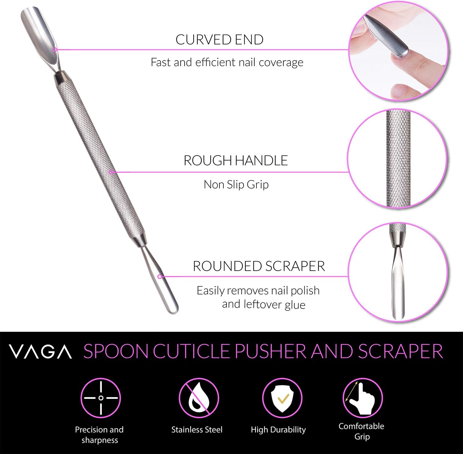 VAGA Cuticle Pushers Split End Trimmer And Ingrown Toenail Tool, Cuticle Trimmer Nail Nipper, Flase Nail Clipper Pedicure Kit. Easy To Use VAGA Professional Nail Tools, Nail Clippers, Cutical Pusher