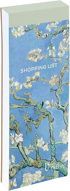 The Gifted Stationery Magnetic Shopping List Pad for Fridge, Lined Paper Memo Notepad. Perfect as a to Do List, Food Shopping or Notes Organiser (Van Gogh - Almond Blossom)