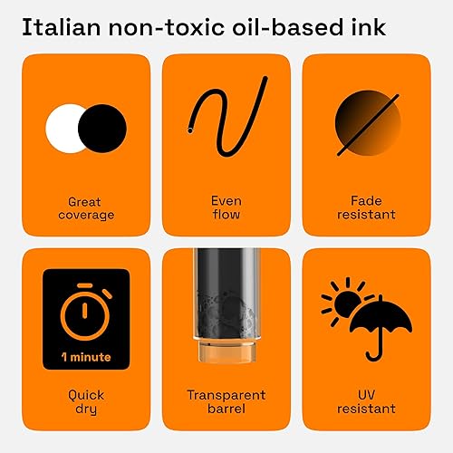 Vista 11 de Bolígrafos metálicos dorados y plateados para pintura de rocas, piedra, cerámica, vidrio, madera, metal, tela, lienzo. Juego de 6 marcadores