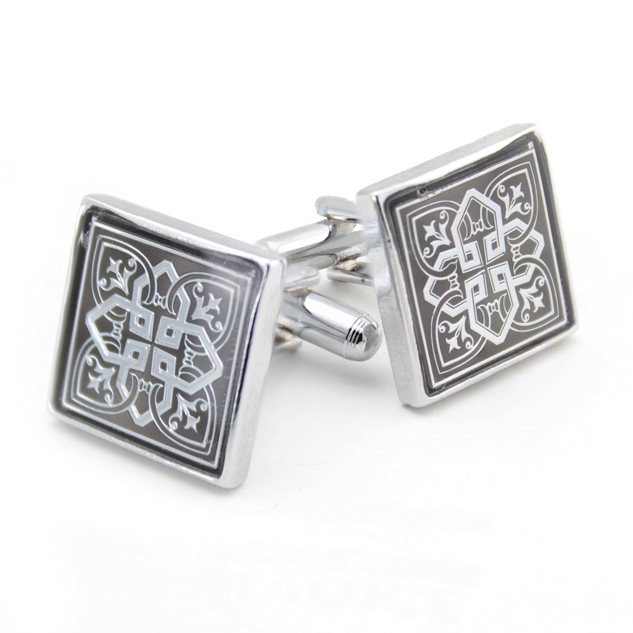 Kavove The Antiquity Black & Silver Cufflink For Men (B0B9HWG5V8) Amazon Price History, Amazon Price Tracker