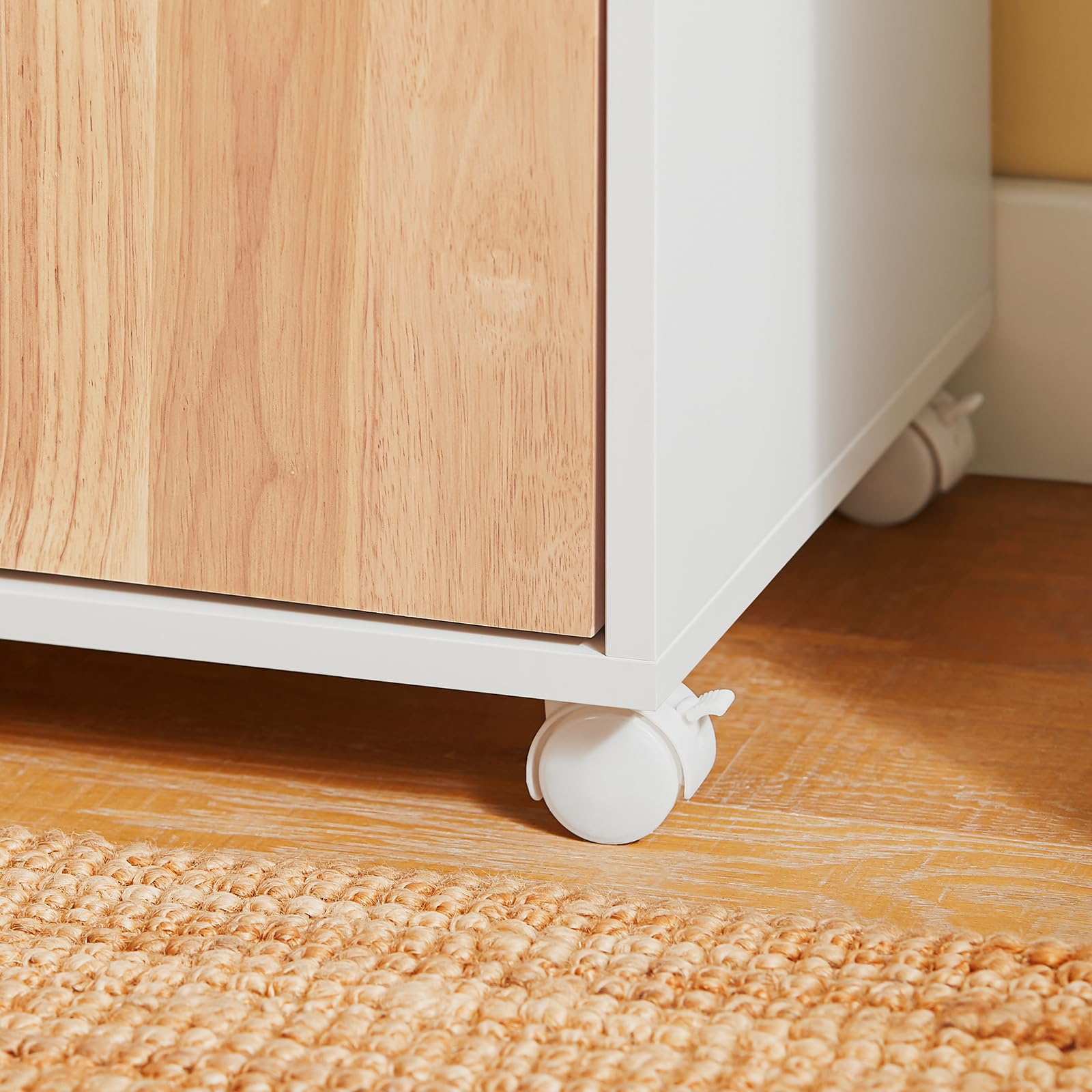 SoBuy Carrello da ufficio Carrello Portaoggetti con Cassetto Tavolino stampante Bianco-Naturale 65x35x58cm ASK04-WN