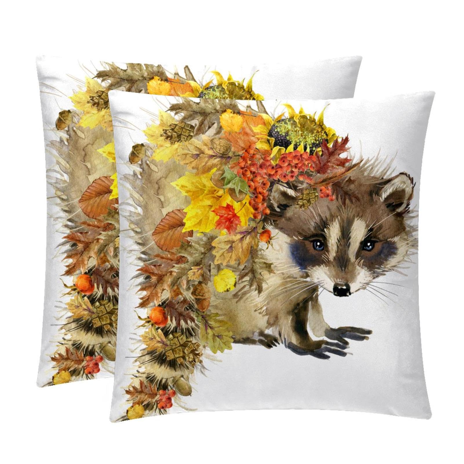 TDGKPZ Fox Autumn Leaf Throw Pillow Covers 2 Pack Cushion Cases Decorative Pillow Cases Home Decor 50x50cm