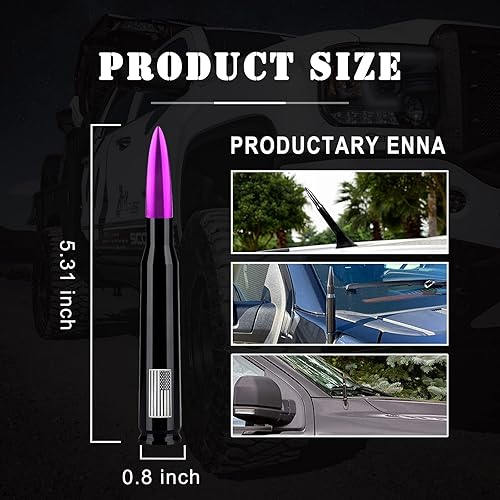 Miniatura 3 de Ajxn 1 - Antena de bala de 5.4 pulgadas para automóvil, camión, mástil de antena de automóvil, accesorios de camionetas, bandera estadounidense