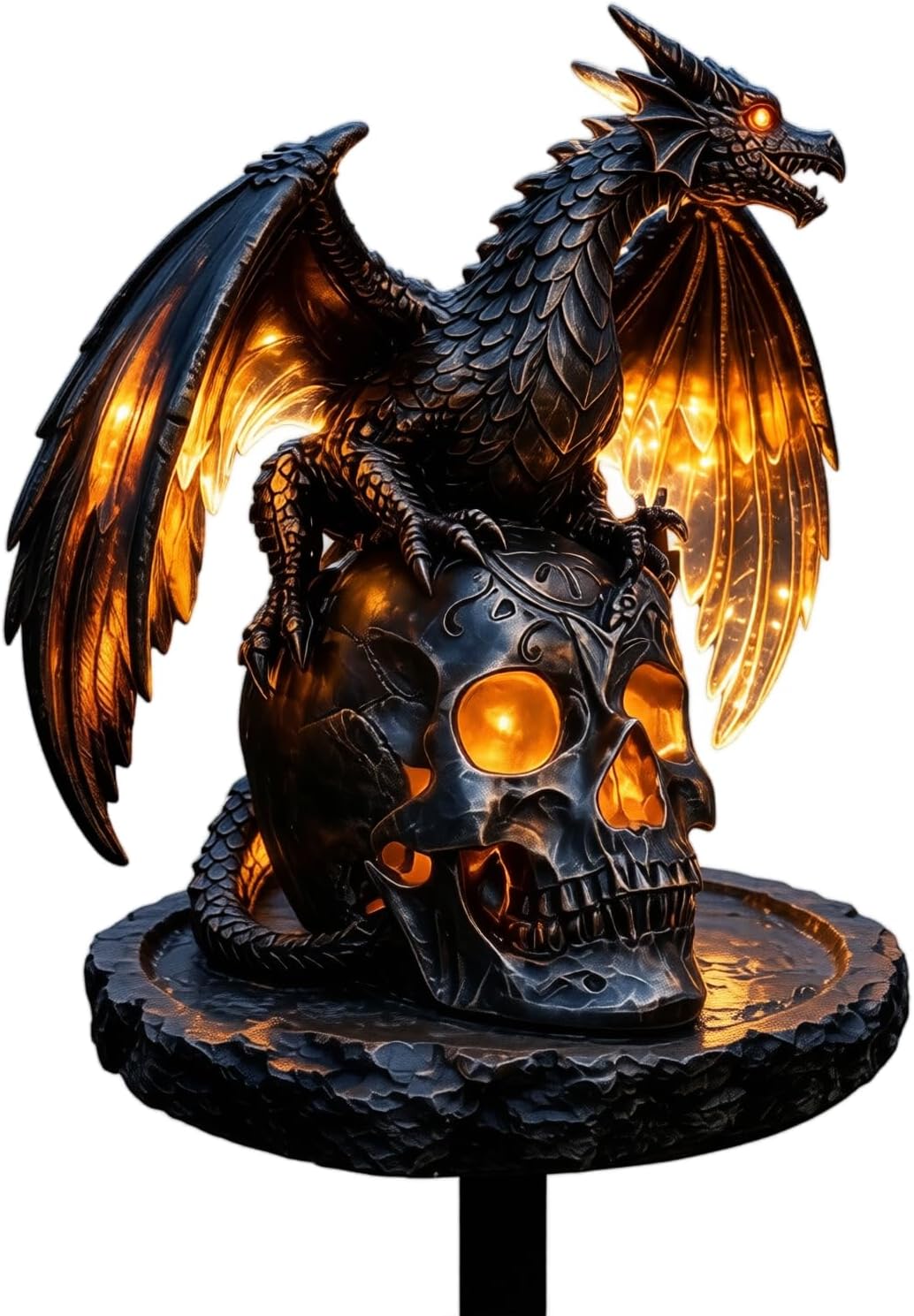 Halloween Solar Dragon Garden Statue Golden Solar Garden Light Statue Lamp Gothic Medieval Unique Gift